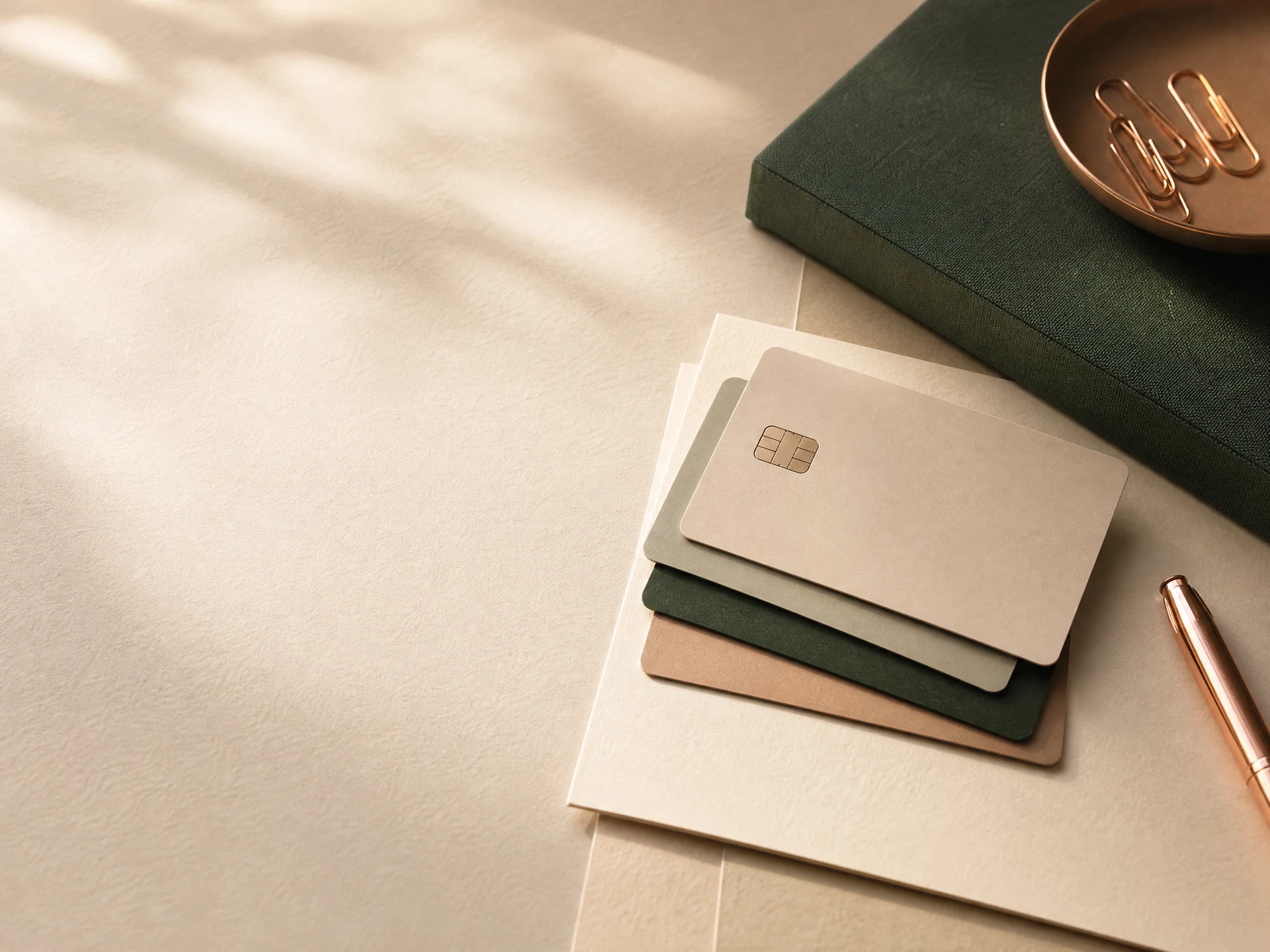 Unbranded card comparison samples on paper